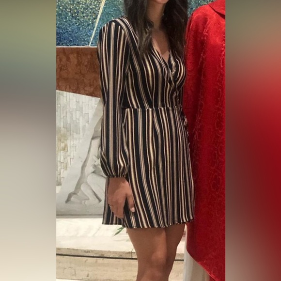 Exhilaration Striped Wrap Dress - Picture 2 of 4